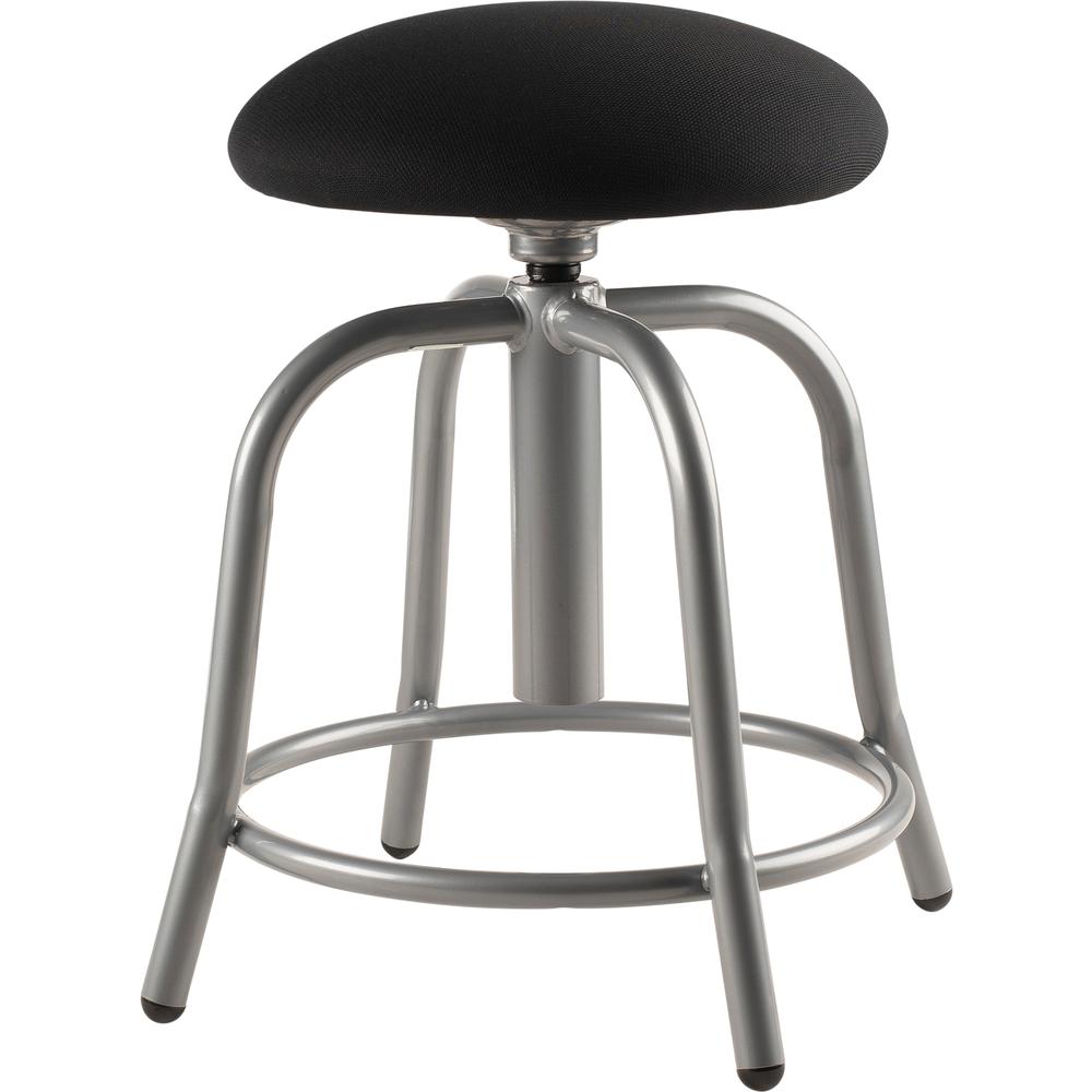 NPS® 18"-25" Height Adjustable Designer Stool, 3" Fabric Padded Black Seat, Grey Frame. Picture 1