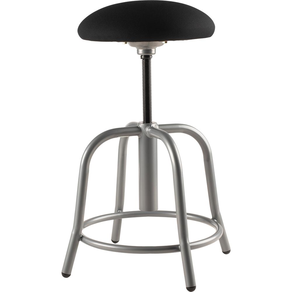 NPS® 18"-25" Height Adjustable Designer Stool, 3" Fabric Padded Black Seat, Grey Frame. Picture 2