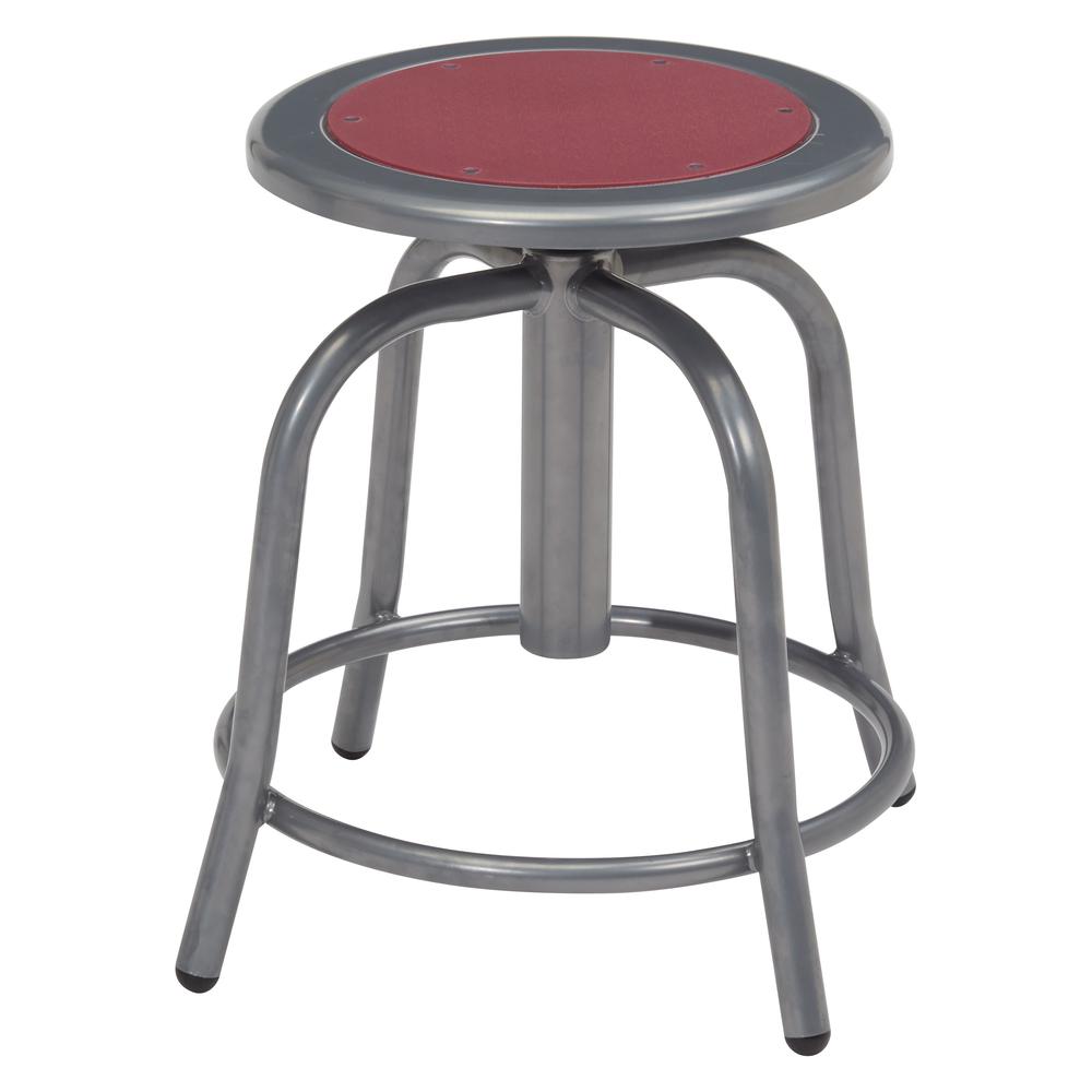 NPS® 18” - 24” Height Adjustable Swivel Stool, Burgundy Seat and Grey Frame. Picture 1