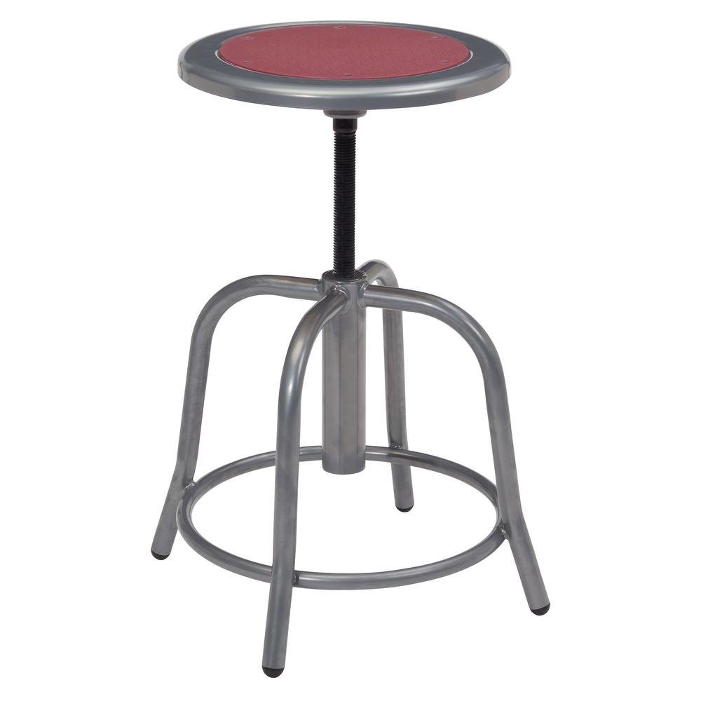 NPS® 18” - 24” Height Adjustable Swivel Stool, Burgundy Seat and Grey Frame. Picture 2