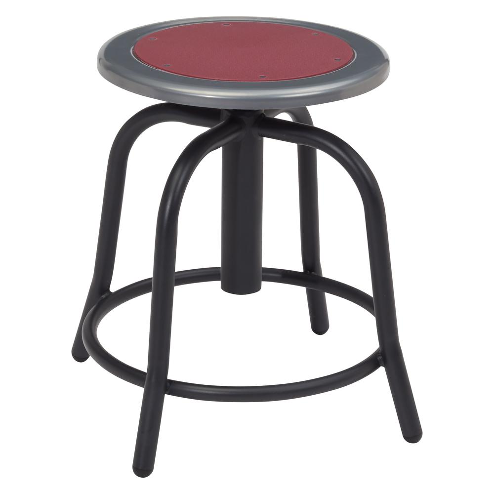 NPS® 18” - 24” Height Adjustable Swivel Stool, Burgundy Seat and Black Frame. Picture 1