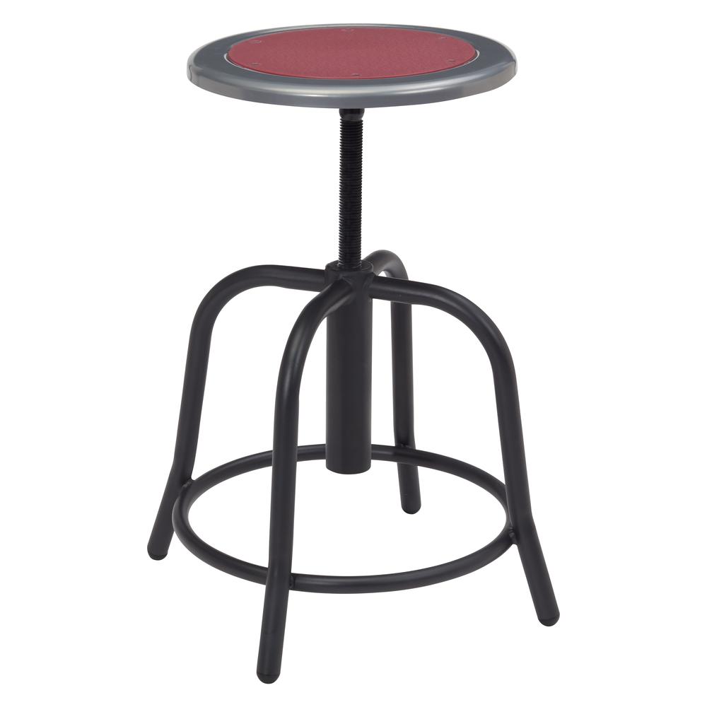 NPS® 18” - 24” Height Adjustable Swivel Stool, Burgundy Seat and Black Frame. Picture 2
