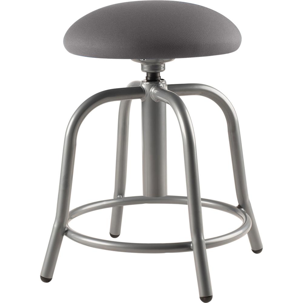 NPS® 18"-25" Height Adjustable Designer Stool, 3" Fabric Padded Charcoal Seat, Grey Frame. Picture 1