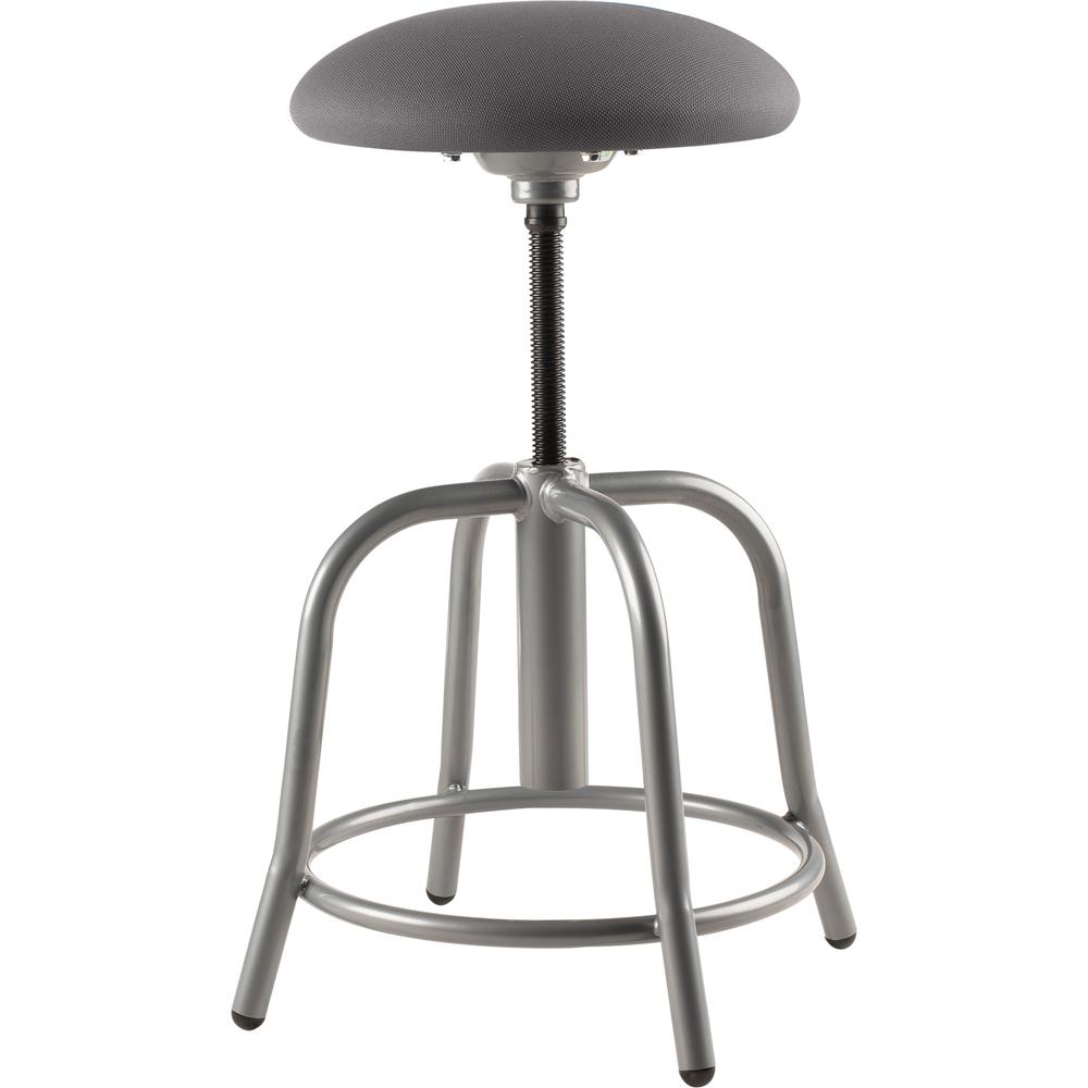 NPS® 18"-25" Height Adjustable Designer Stool, 3" Fabric Padded Charcoal Seat, Grey Frame. Picture 2