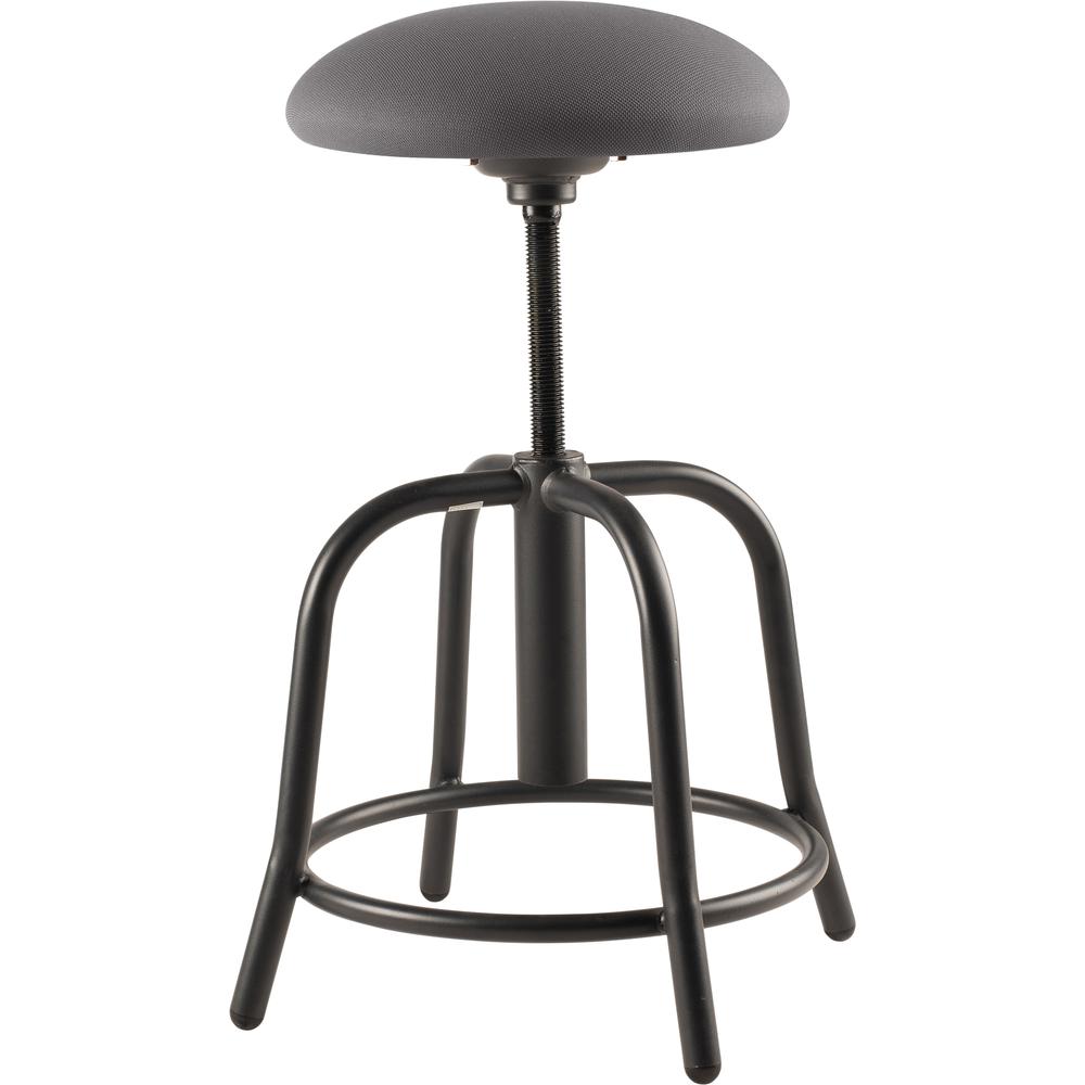 NPS® 18"-25" Height Adjustable Designer Stool, 3" Fabric Padded Charcoal Seat, Black Frame. Picture 2