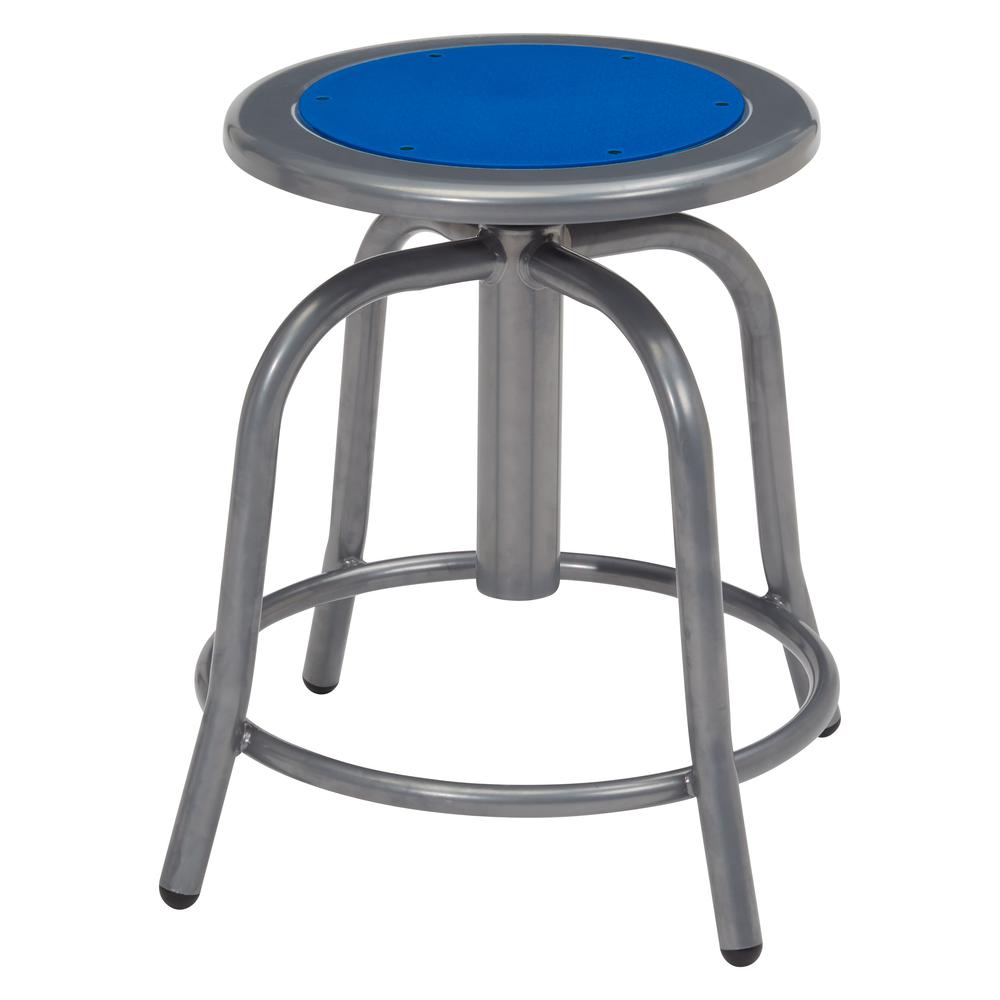 NPS® 18” - 24” Height Adjustable Swivel Stool, Persian Blue Seat and Grey Frame. Picture 1