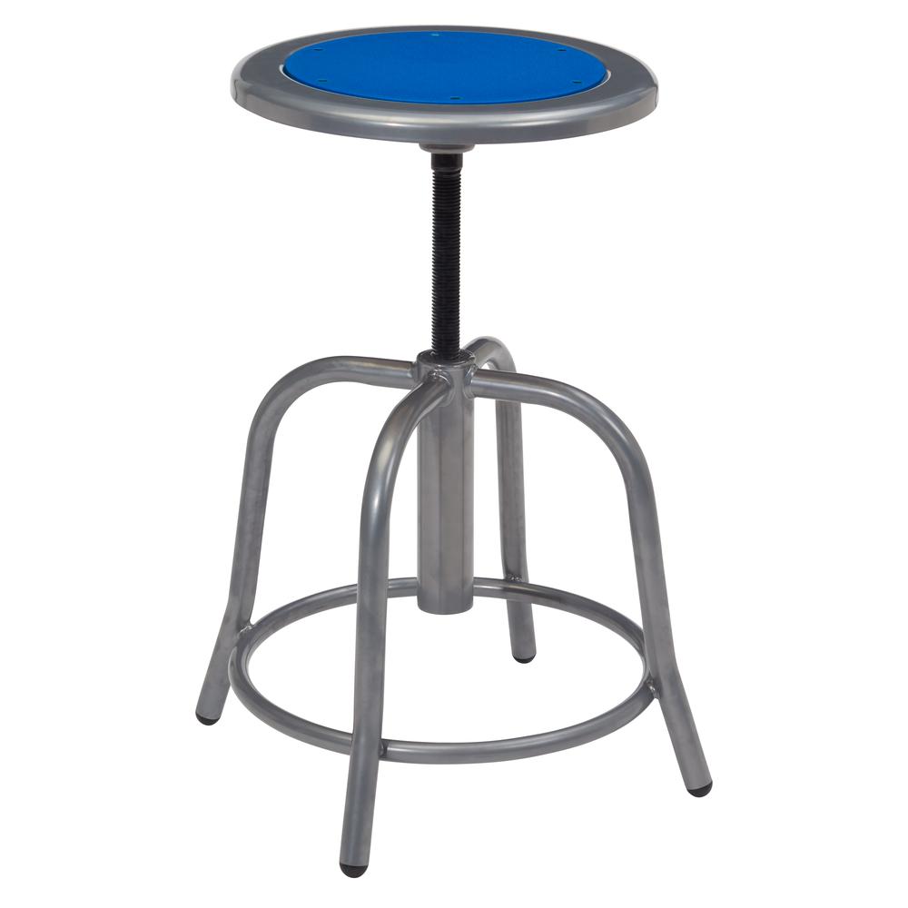 NPS® 18” - 24” Height Adjustable Swivel Stool, Persian Blue Seat and Grey Frame. Picture 2