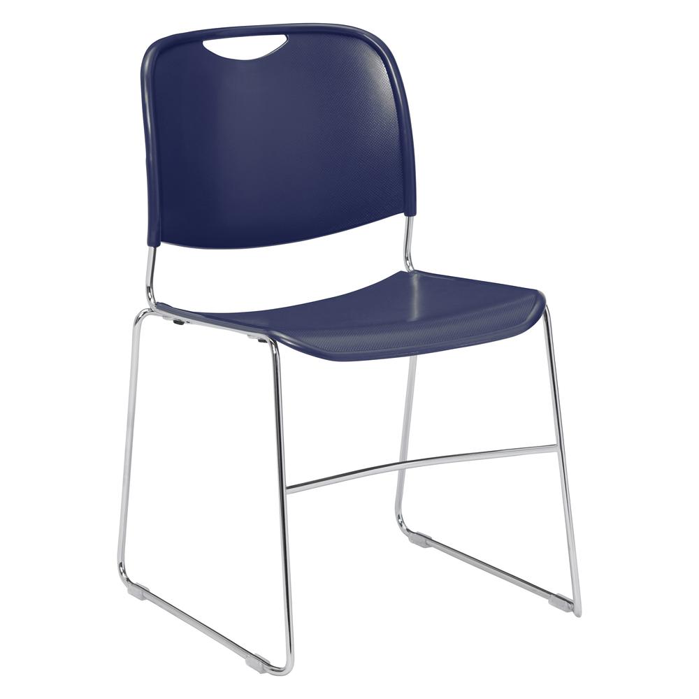 NPS® 8500 Series Ultra-Compact Plastic Stack Chair, Navy Blue. Picture 1