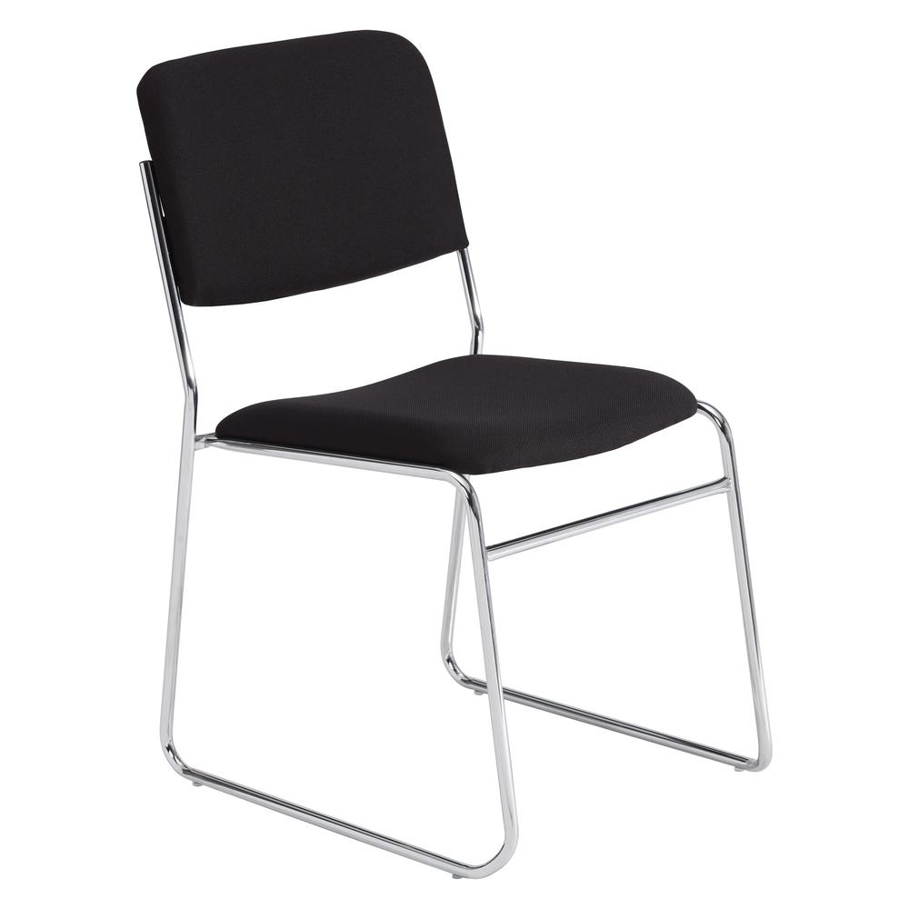 NPS® 8600 Series Fabric Padded Signature Stack Chair, Ebony Black. Picture 1