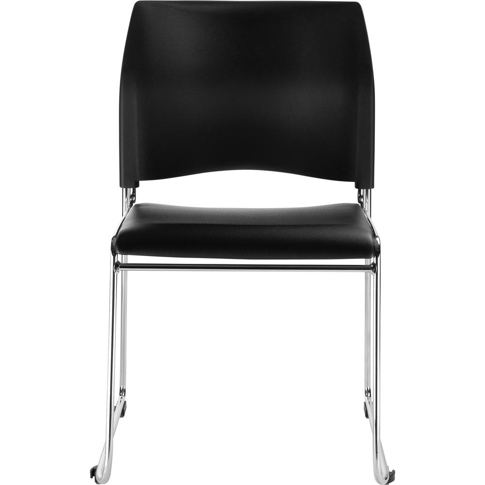 NPS® Cafetorium Plush Vinyl Stack Chair, Black. Picture 2