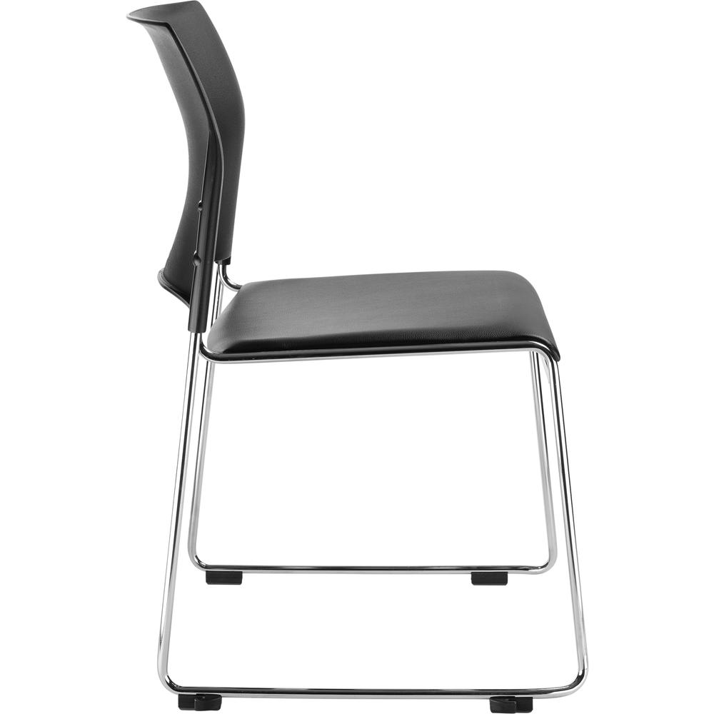 NPS® Cafetorium Plush Vinyl Stack Chair, Black. Picture 3