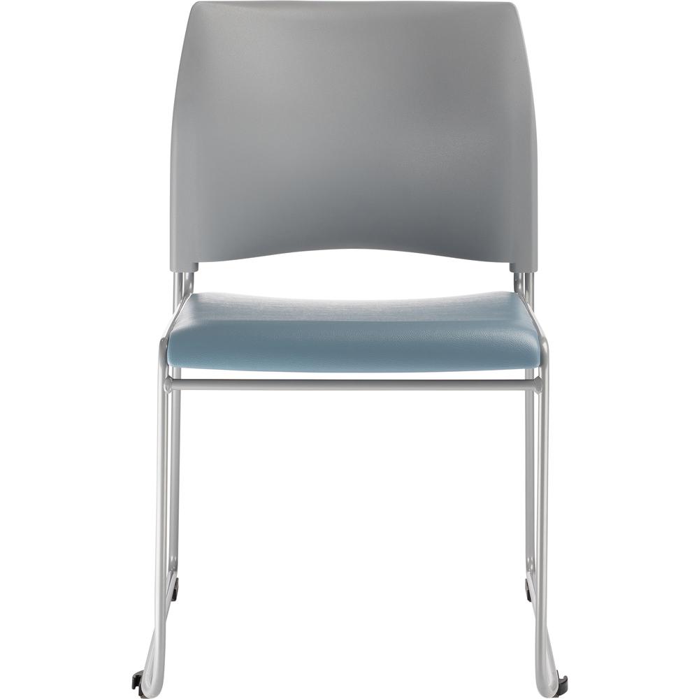 NPS® Cafetorium Plush Vinyl Stack Chair, Blue/Grey. Picture 2