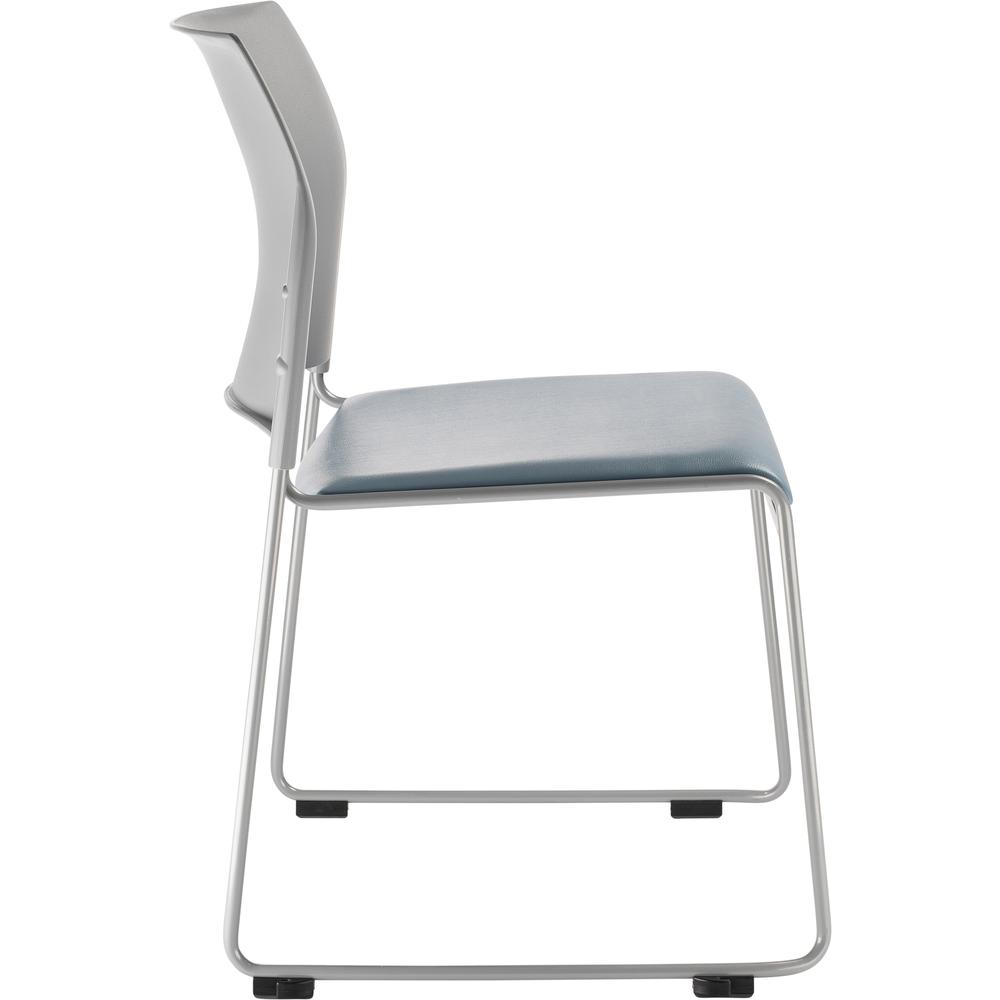 NPS® Cafetorium Plush Vinyl Stack Chair, Blue/Grey. Picture 3