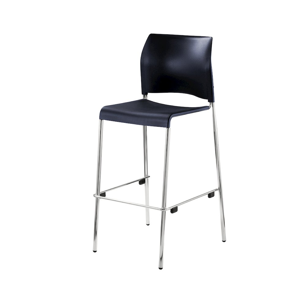 Cafetorium Bar Stool, Plastic Seat, Navy. Picture 1