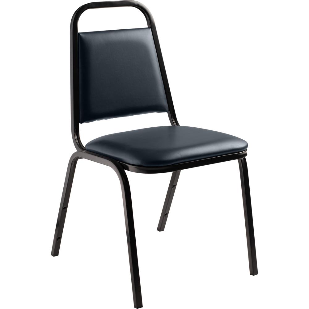 NPS® 9100 Series Vinyl Upholstered Stack Chair, Midnight Blue Seat, Black Sandtex Frame. Picture 1