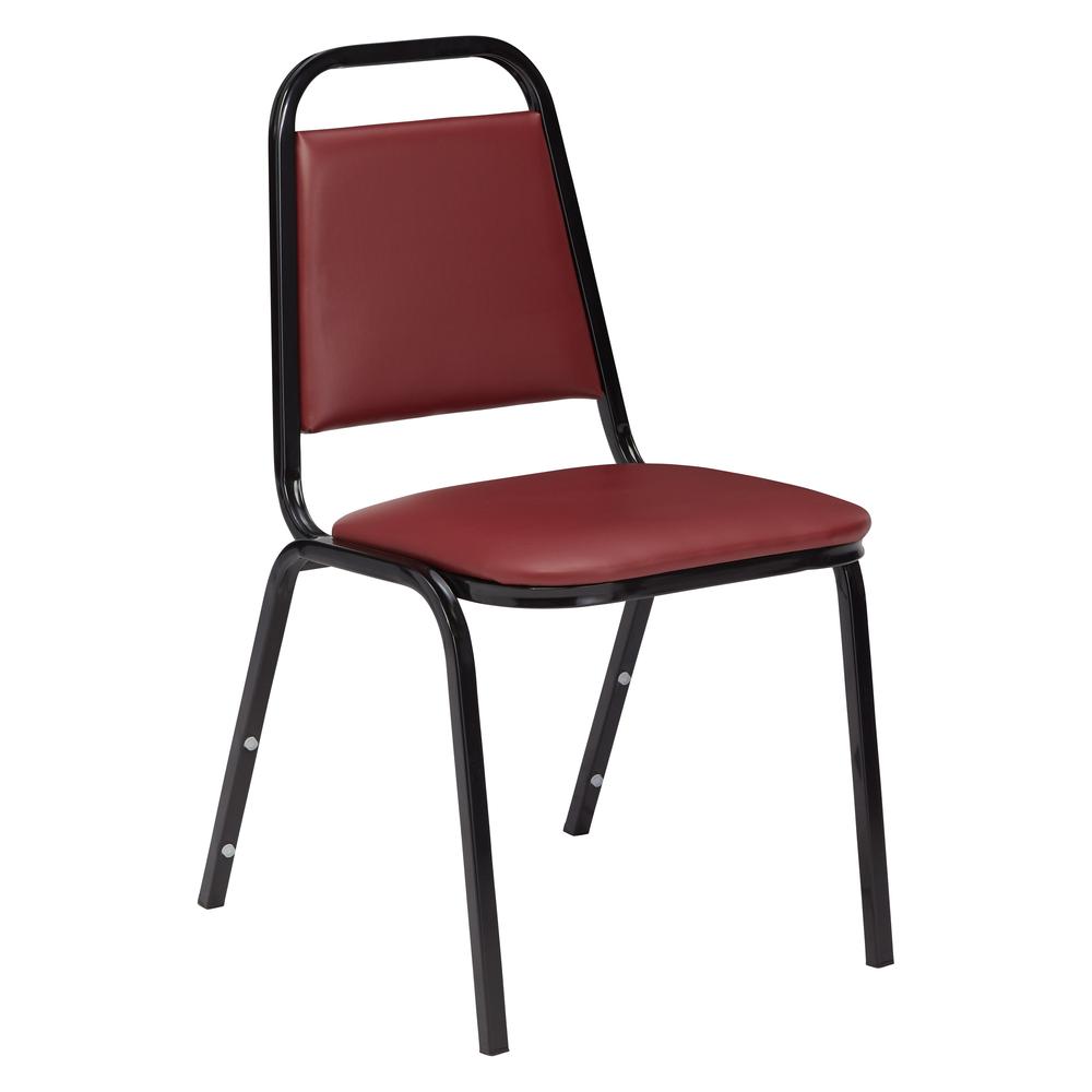 NPS® 9100 Series Vinyl Upholstered Stack Chair, Pleasant Burgundy Seat/Black Sandtex Frame. Picture 5