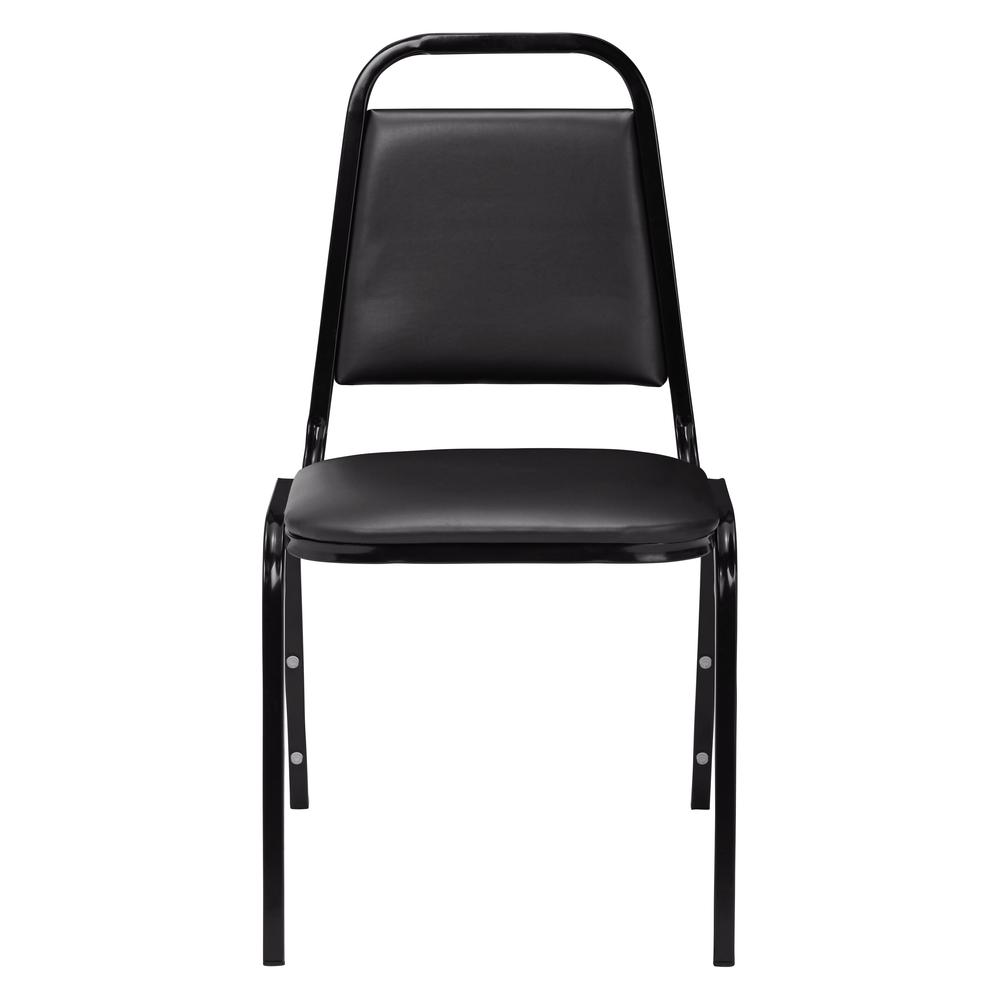 NPS® 9100 Series Vinyl Upholstered Stack Chair, Panther Black Seat/Black Sandtex Frame. Picture 3