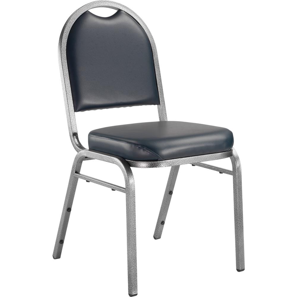 NPS® 9200 Series Premium Vinyl Upholstered Stack Chair, Midnight Blue Seat/ Silvervein Frame. Picture 1