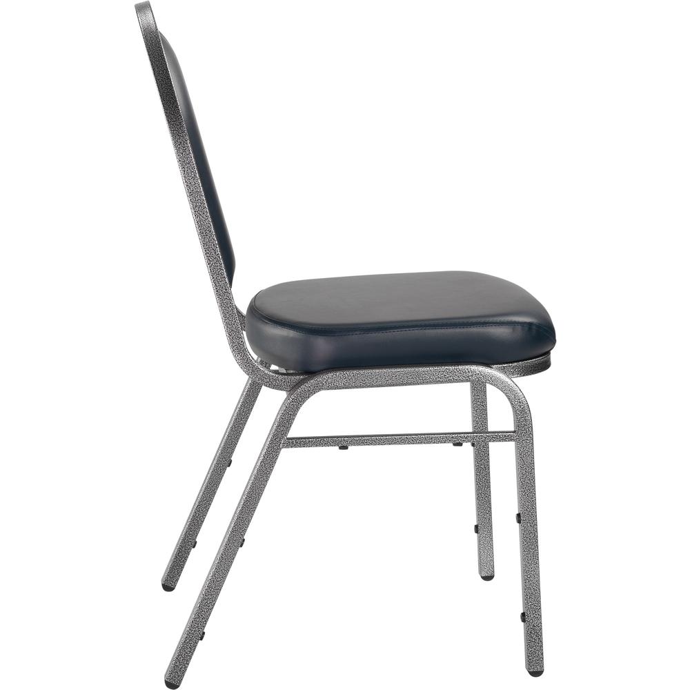 NPS® 9200 Series Premium Vinyl Upholstered Stack Chair, Midnight Blue Seat/ Silvervein Frame. Picture 3