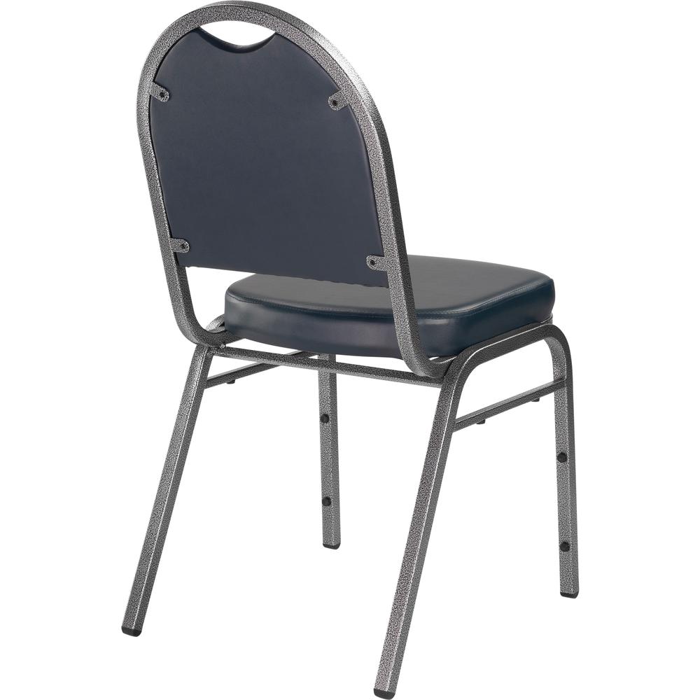 NPS® 9200 Series Premium Vinyl Upholstered Stack Chair, Midnight Blue Seat/ Silvervein Frame. Picture 4
