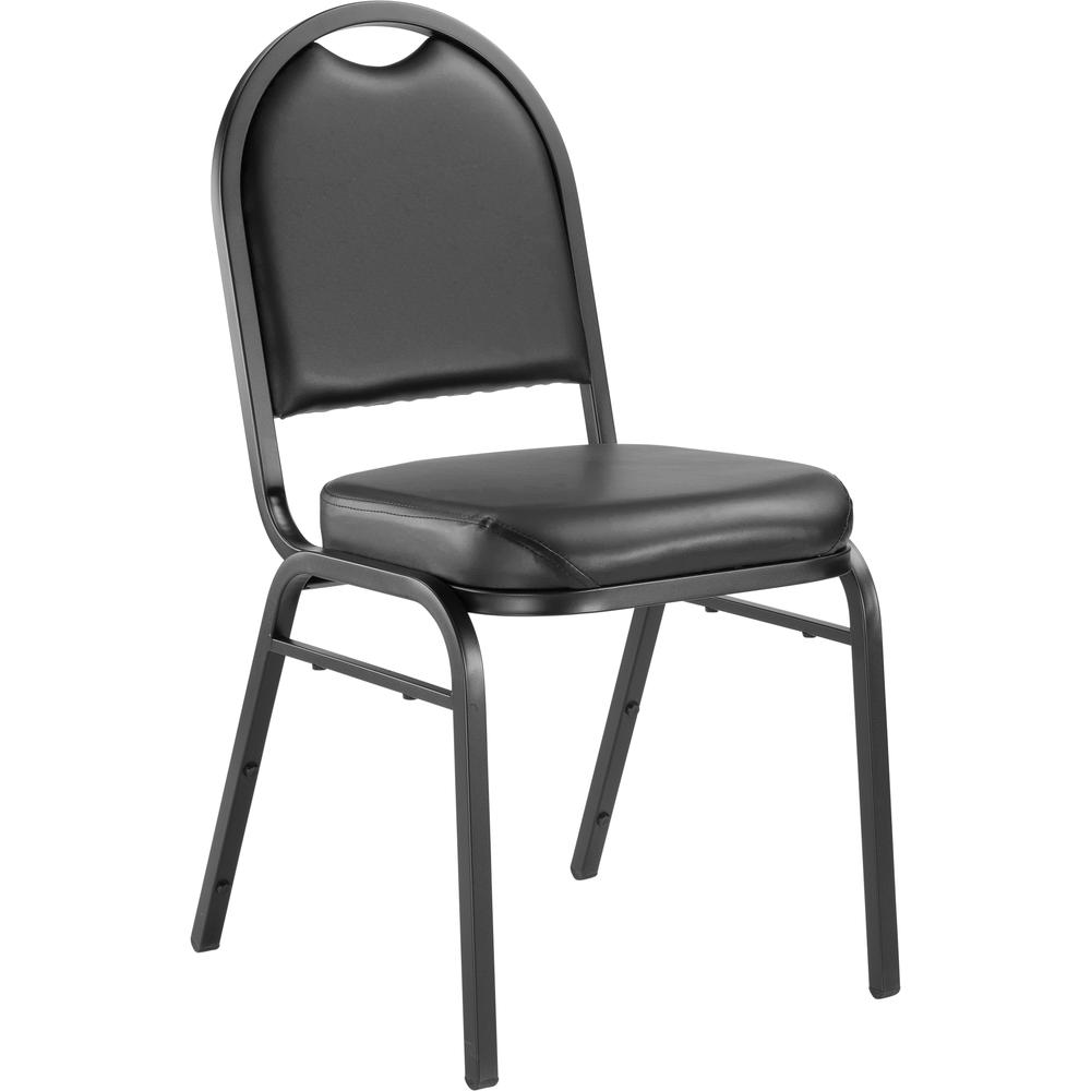 NPS® 9200 Series Premium Vinyl Upholstered Stack Chair, Panther Black Seat/ Black Sandtex Frame. Picture 1