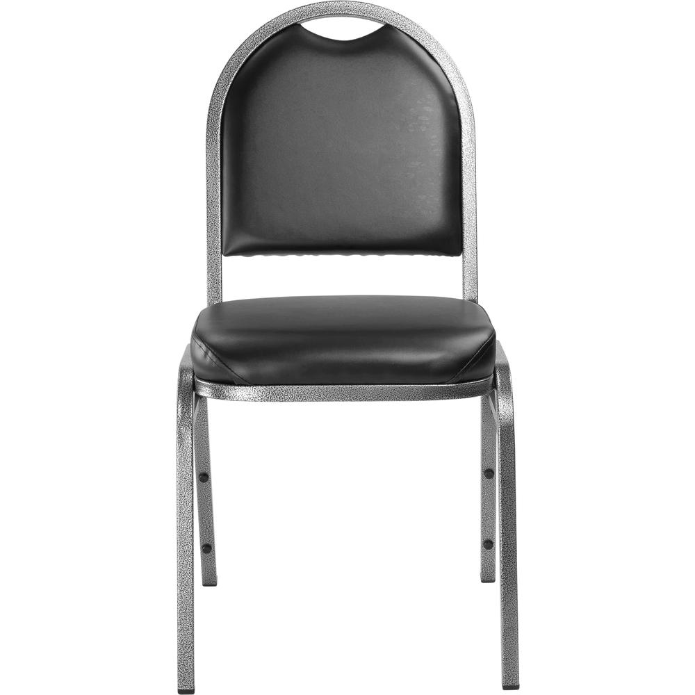 NPS® 9200 Series Premium Vinyl Upholstered Stack Chair, Panther Black Seat/ Silvervein Frame. Picture 2
