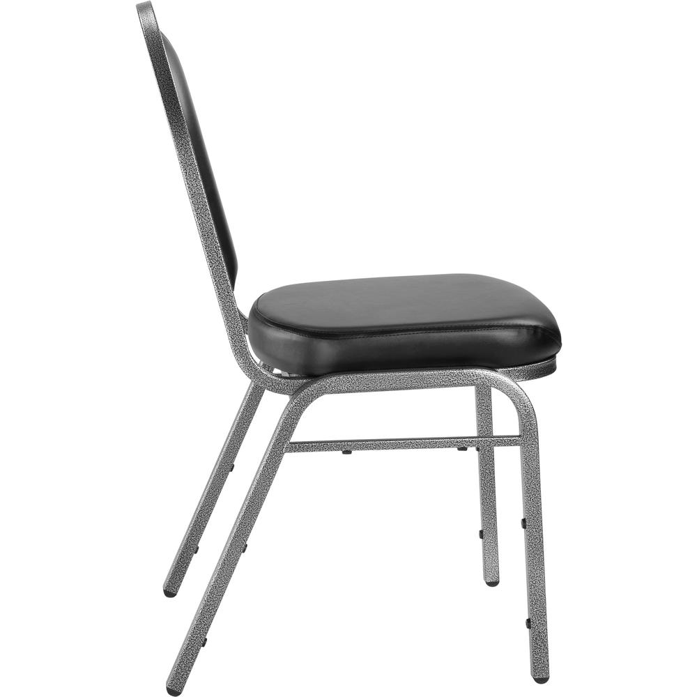 NPS® 9200 Series Premium Vinyl Upholstered Stack Chair, Panther Black Seat/ Silvervein Frame. Picture 3