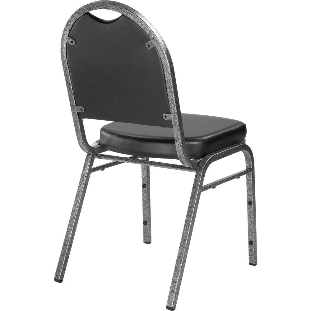 NPS® 9200 Series Premium Vinyl Upholstered Stack Chair, Panther Black Seat/ Silvervein Frame. Picture 4