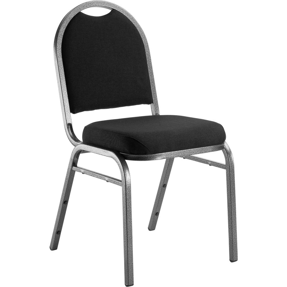 NPS® 9200 Series Premium Fabric Upholstered Stack Chair, Ebony Black Seat/ Silvervein Frame. Picture 1