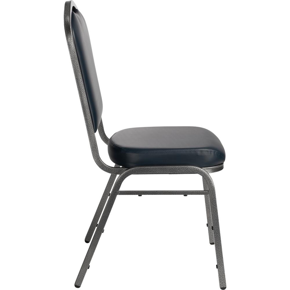 NPS® 9300 Series Deluxe Vinyl Upholstered Stack Chair, Midnight Blue Seat/Silvervein Frame. Picture 3