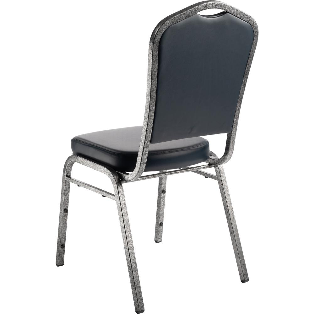 NPS® 9300 Series Deluxe Vinyl Upholstered Stack Chair, Midnight Blue Seat/Silvervein Frame. Picture 4