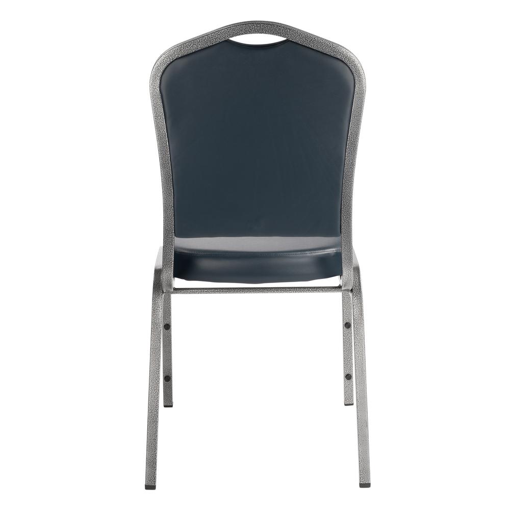 NPS® 9300 Series Deluxe Vinyl Upholstered Stack Chair, Midnight Blue Seat/Silvervein Frame. Picture 5