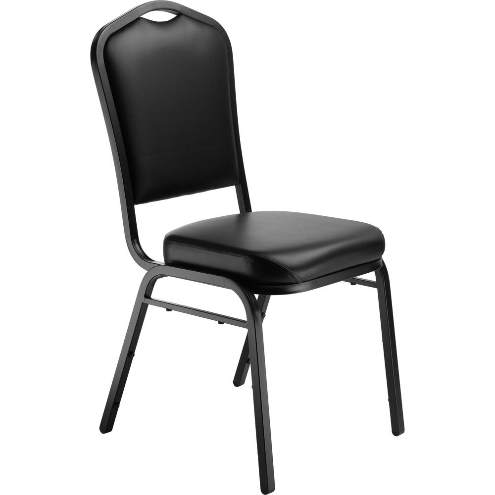 NPS® 9300 Series Deluxe Vinyl Upholstered Stack Chair, Panther Black Seat/Black Sandtex Frame. The main picture.