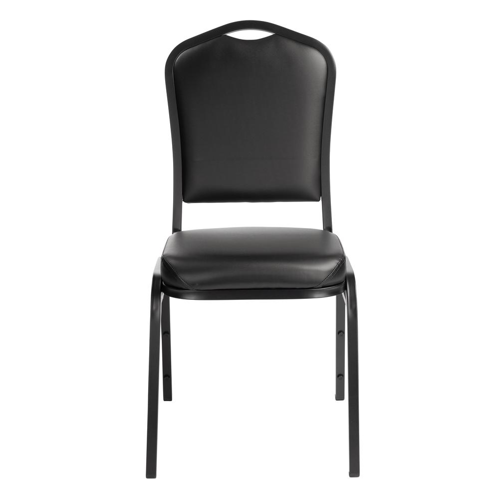 NPS® 9300 Series Deluxe Vinyl Upholstered Stack Chair, Panther Black Seat/Black Sandtex Frame. Picture 2