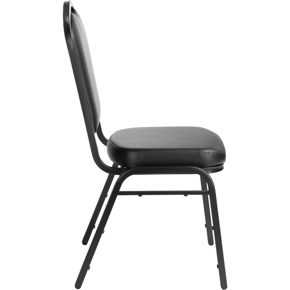 NPS® 9300 Series Deluxe Vinyl Upholstered Stack Chair, Panther Black Seat/Black Sandtex Frame. Picture 3