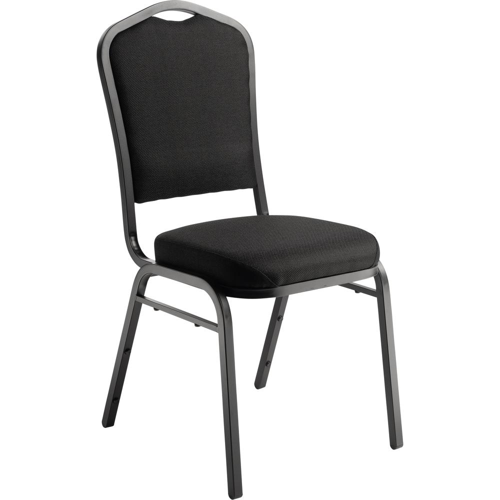 NPS® 9300 Series Deluxe Fabric Upholstered Stack Chair, Ebony Black Seat/Black Sandtex Frame. Picture 1