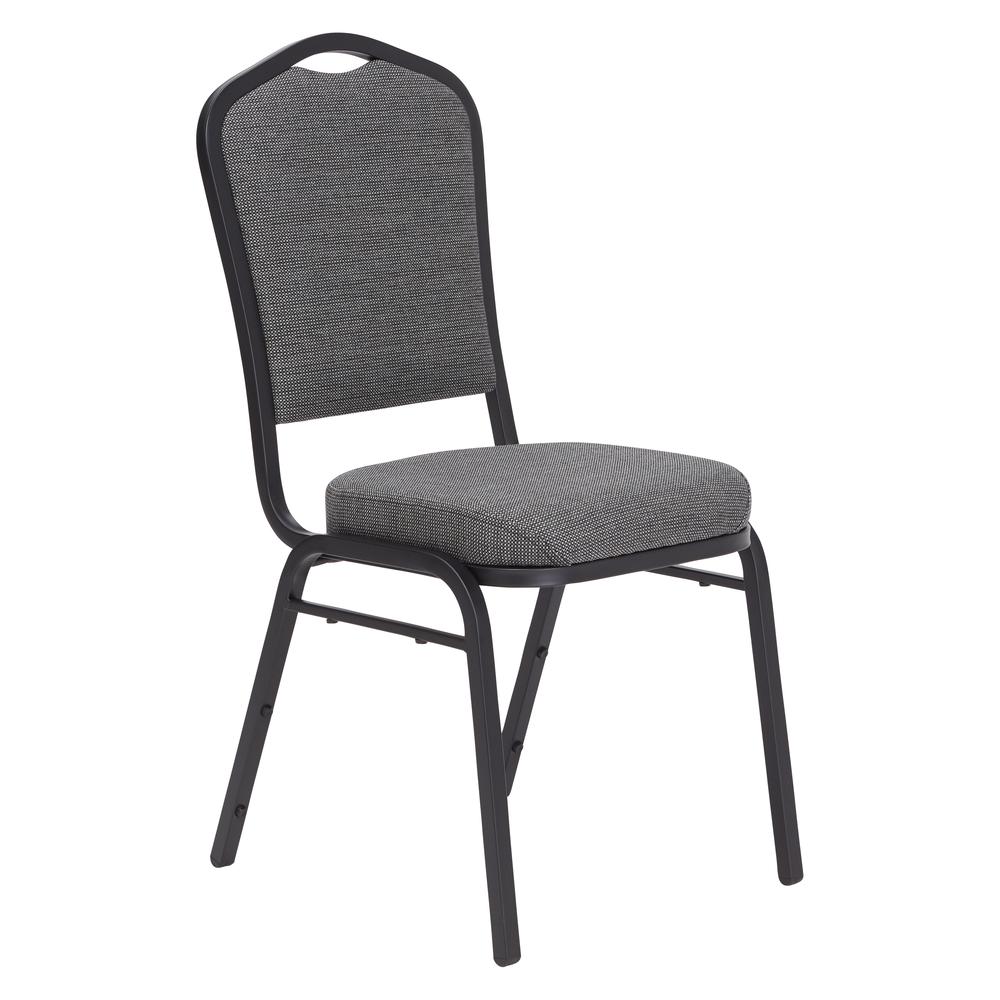 NPS® 9300 Series Deluxe Fabric Upholstered Stack Chair, Natural Greystone Seat/Black Sandtex Frame. Picture 1
