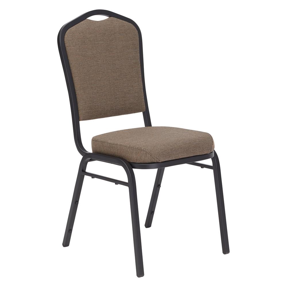 NPS® 9300 Series Deluxe Fabric Upholstered Stack Chair, Natural Taupe Seat/Black Sandtex Frame. Picture 1