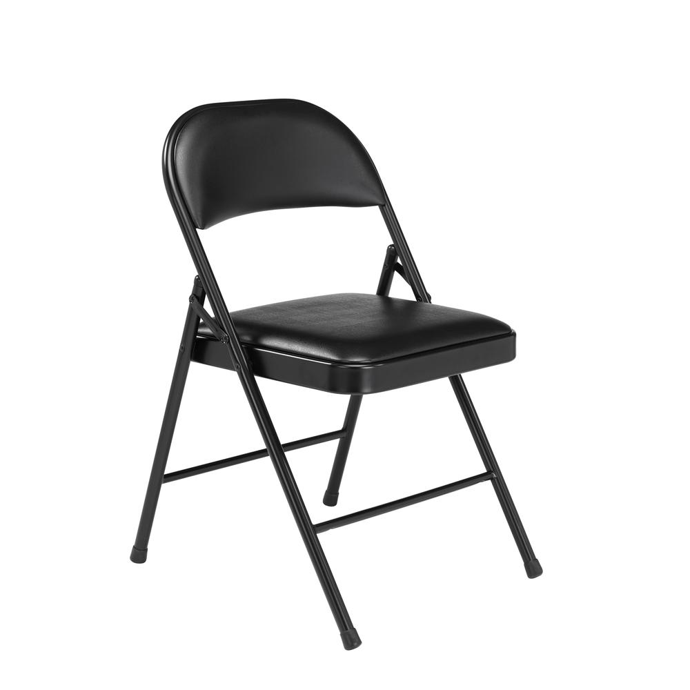 Commercialine® Vinyl Padded Steel Folding Chair, Black (Pack of 4). Picture 1