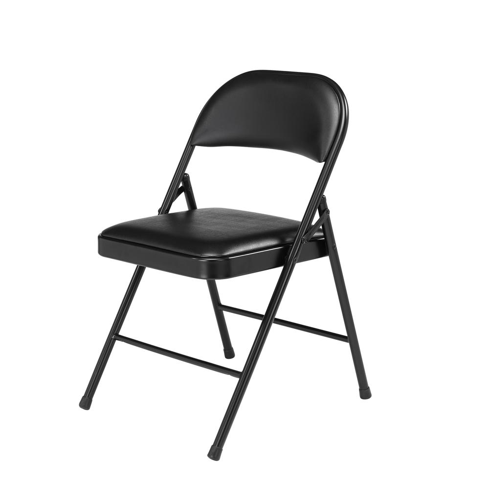 Commercialine® Vinyl Padded Steel Folding Chair, Black (Pack of 4). Picture 2