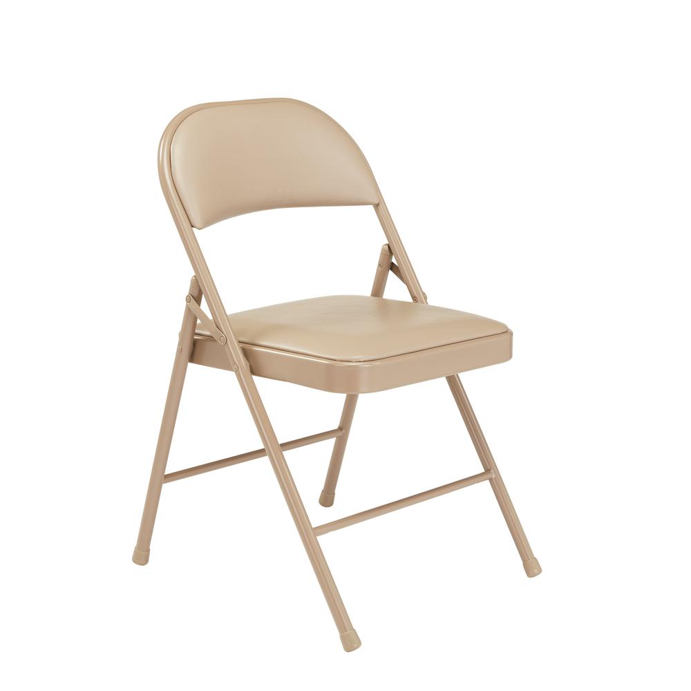 Commercialine® Vinyl Padded Steel Folding Chair, Beige (Pack of 4). Picture 1