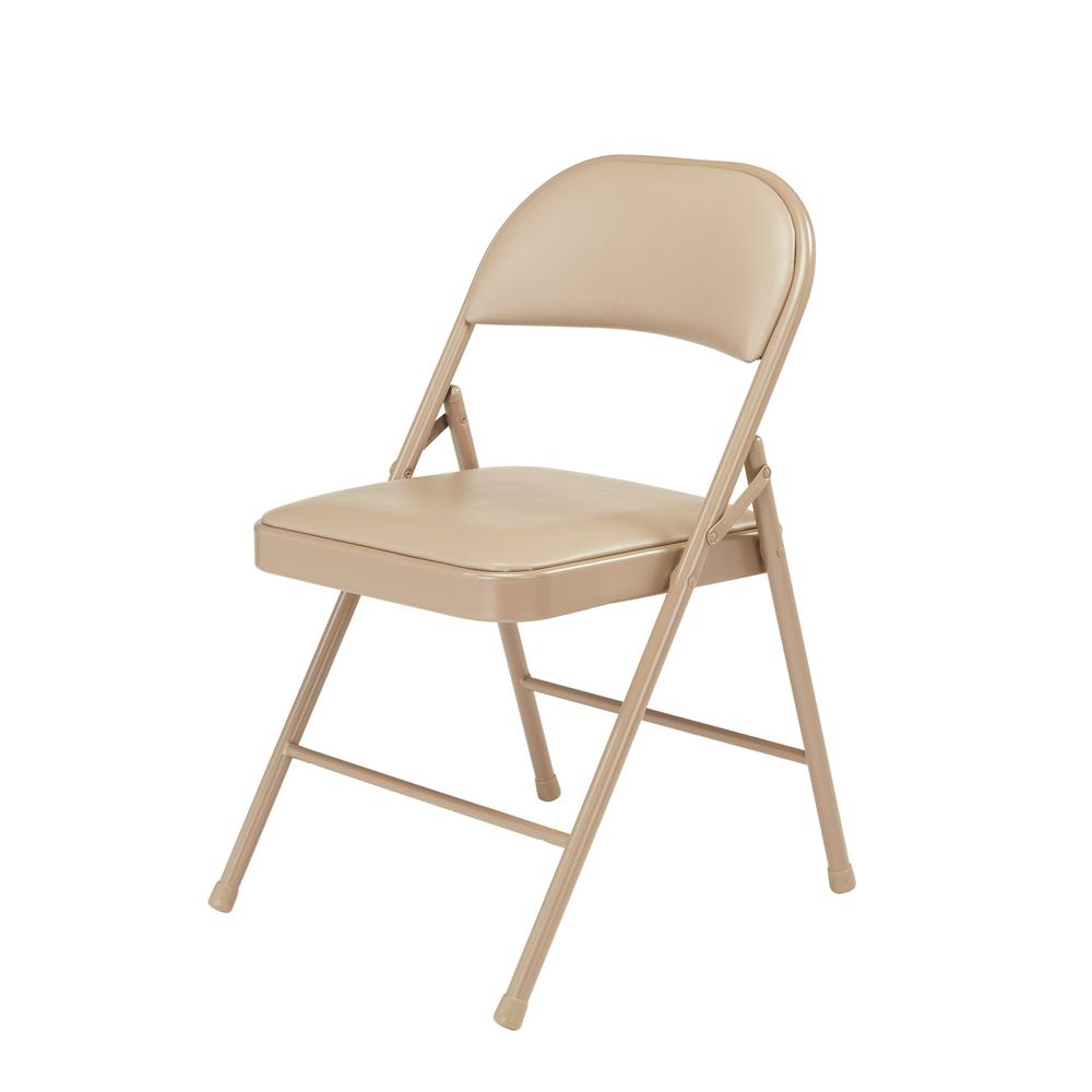 Commercialine® Vinyl Padded Steel Folding Chair, Beige (Pack of 4). Picture 2