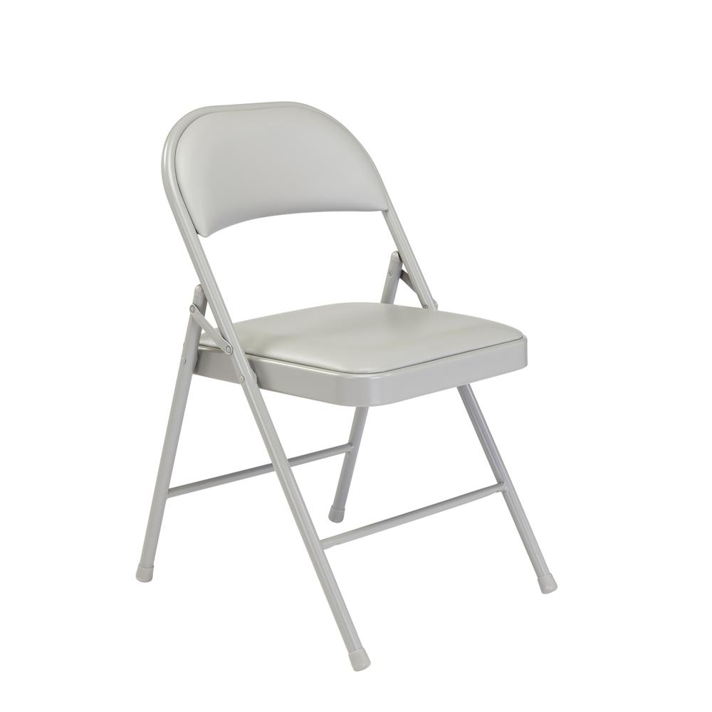 Commercialine® Vinyl Padded Steel Folding Chair, Grey (Pack of 4). Picture 1
