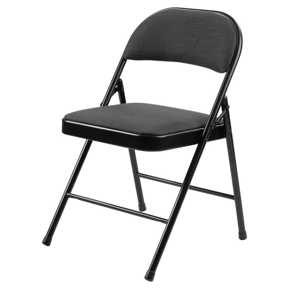 Commercialine® 900 Series Fabric Padded Folding Chair, Star Trail Black  (Pack of 4). Picture 1