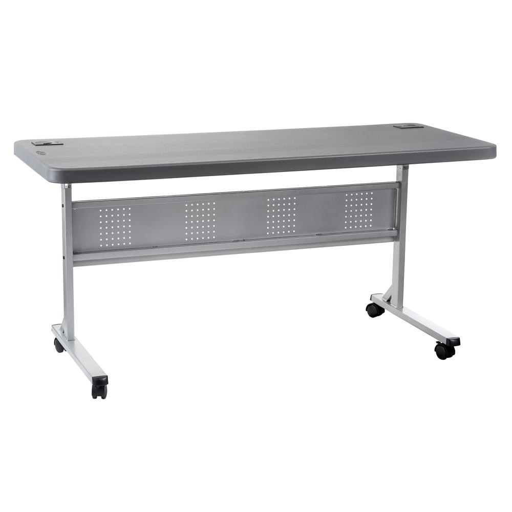 NPS® 24" x 60" Flip-N-Store Training Table, Charcoal Slate. Picture 1