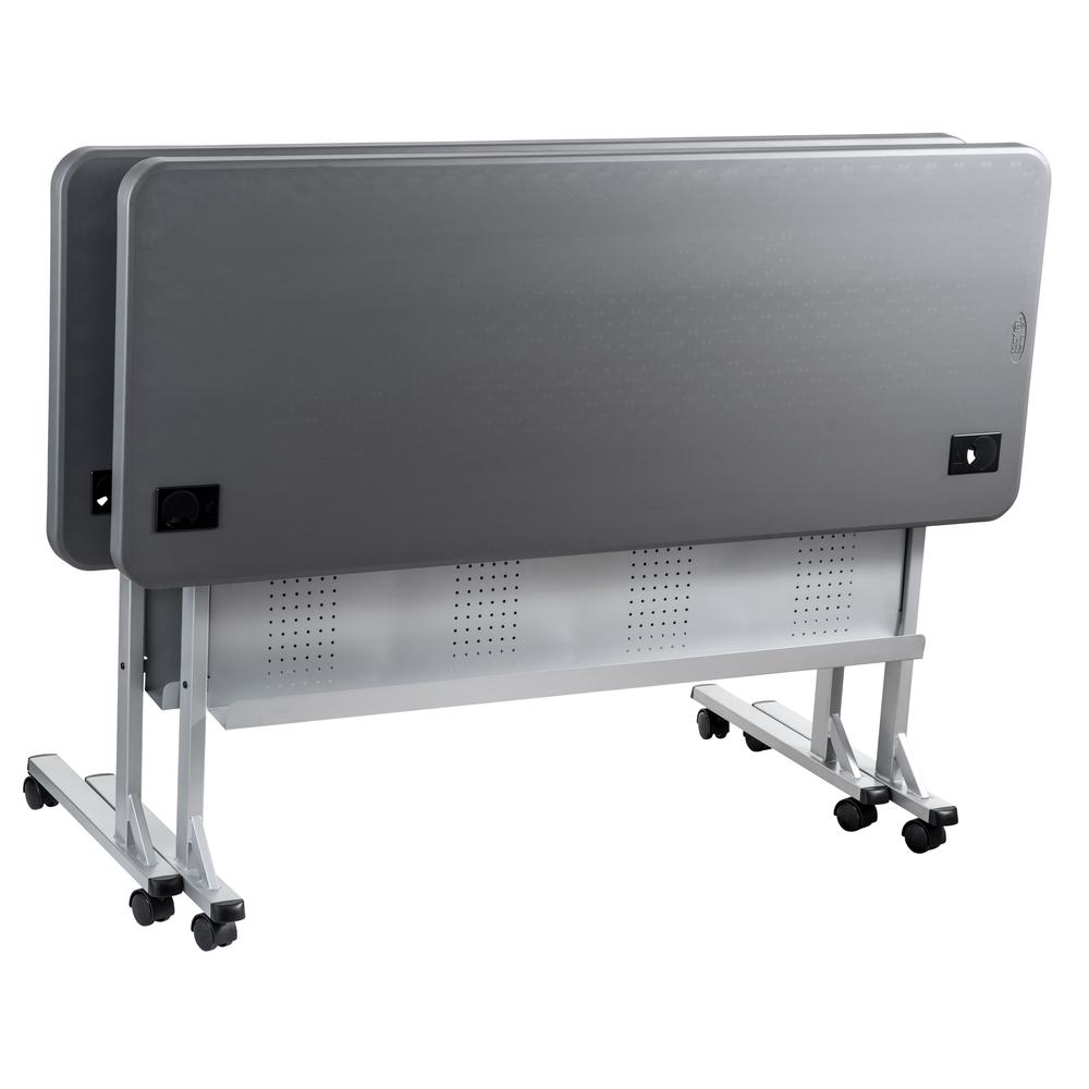 NPS® 24" x 60" Flip-N-Store Training Table, Charcoal Slate. Picture 2