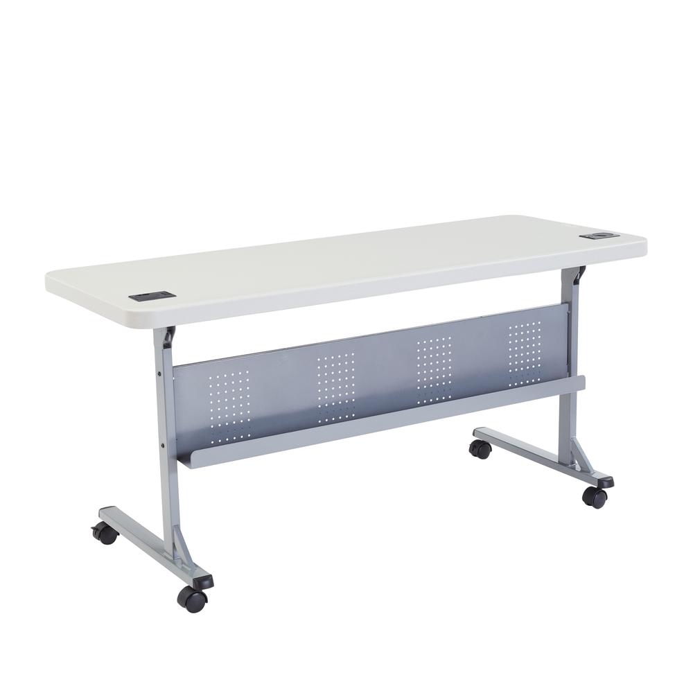NPS® 24" x 60" Flip-N-Store Training Table, Speckled Grey. Picture 2
