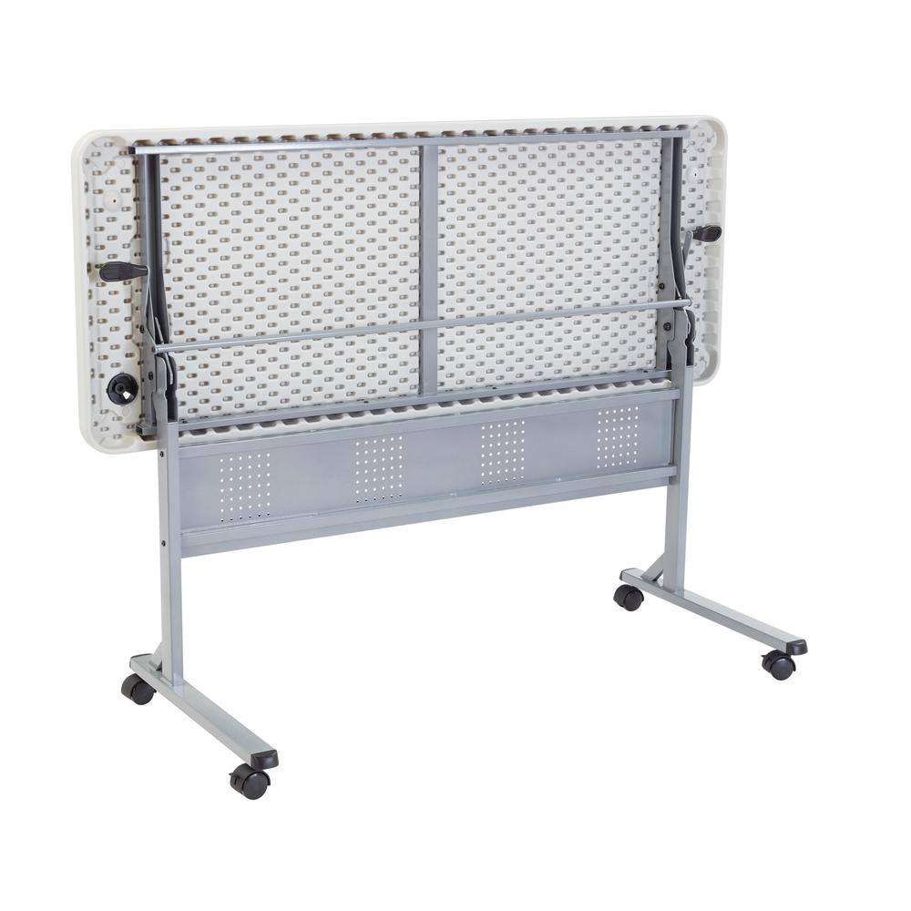 NPS® 24" x 60" Flip-N-Store Training Table, Speckled Grey. Picture 4