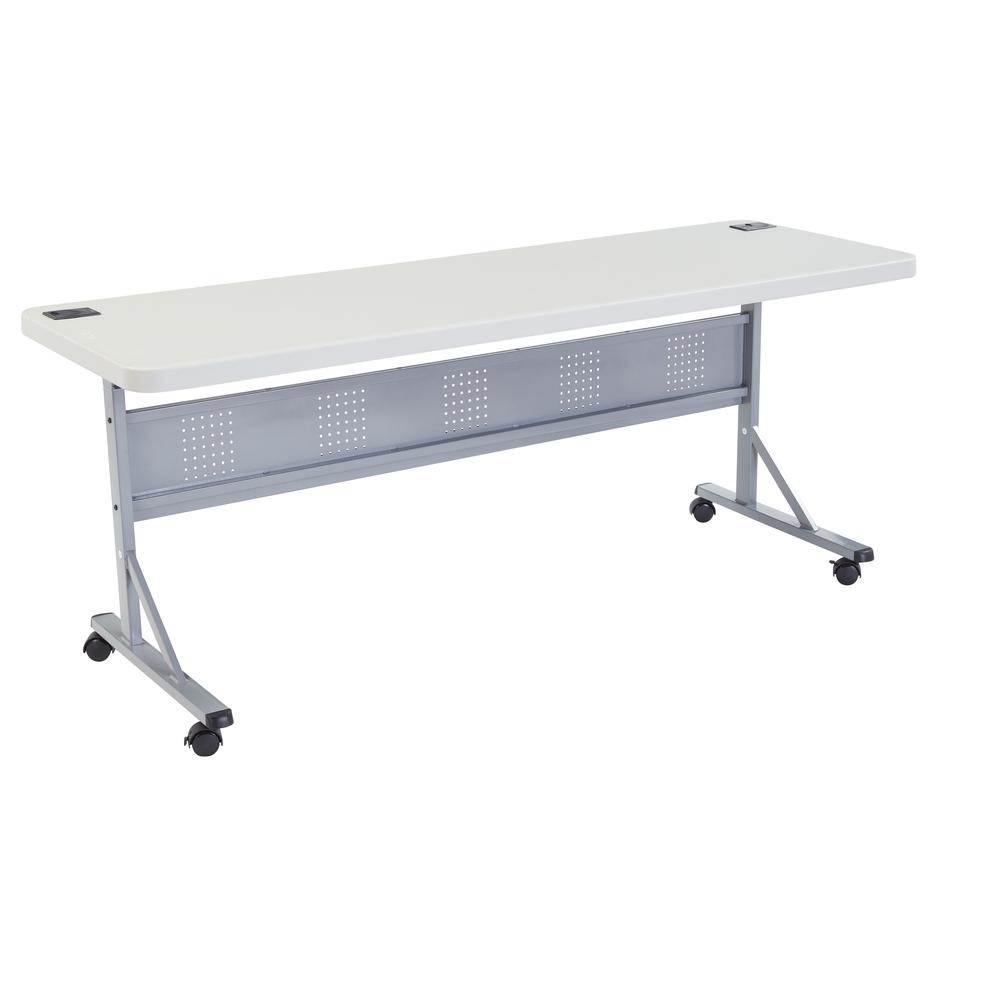 NPS® 24" x 72" Flip-N-Store Training Table, Speckled Grey. Picture 1