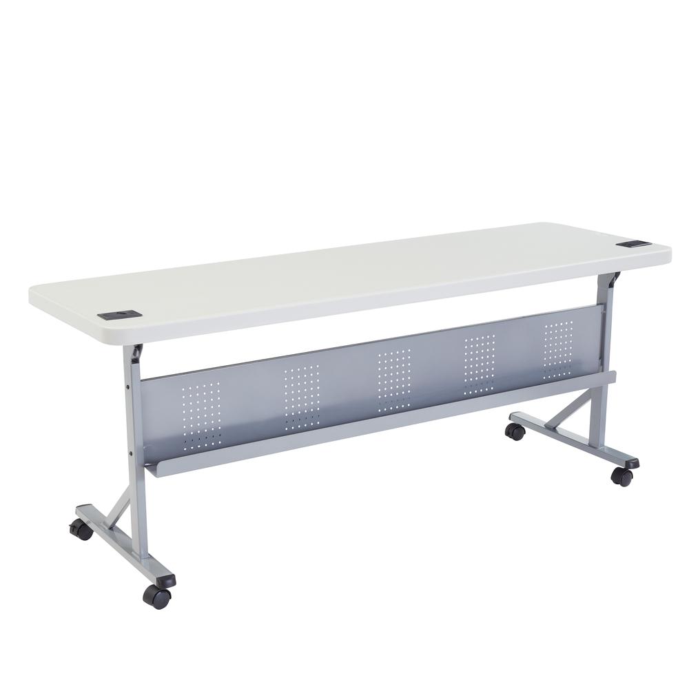 NPS® 24" x 72" Flip-N-Store Training Table, Speckled Grey. Picture 2